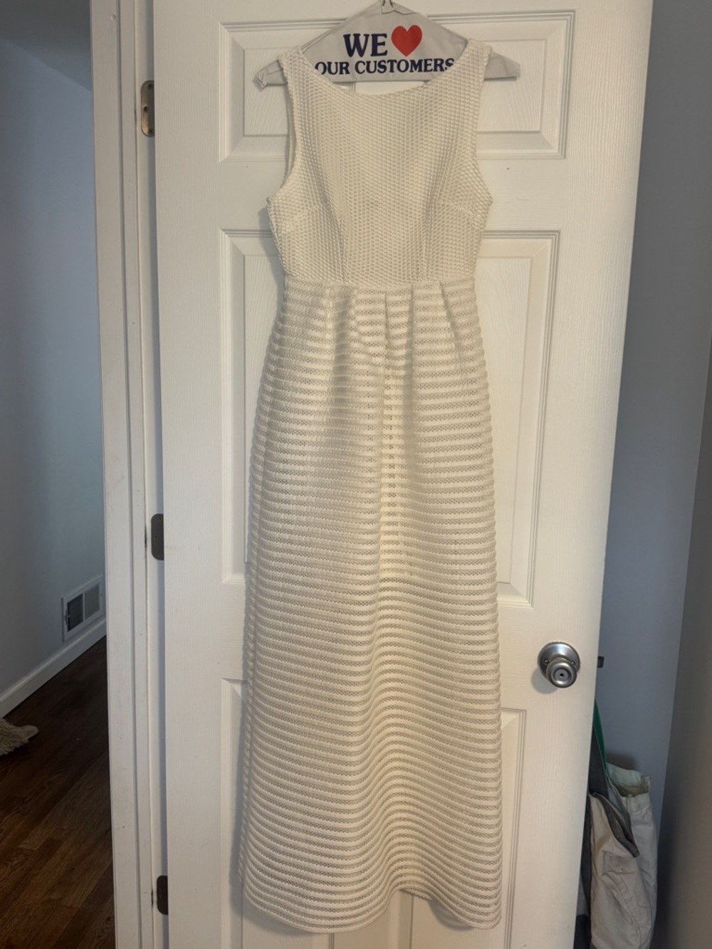 Anthropologie Cream Textured Sleeveless Maxi Dress